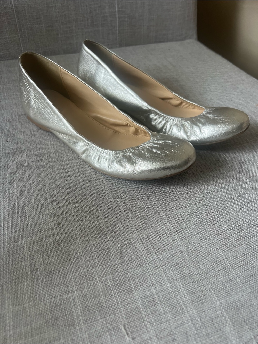 J. Crew Gold Metallic Ballet Flats, women’s 6.5, office, casual, quiet luxury
